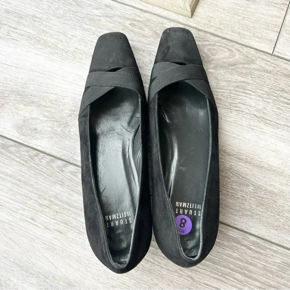 Stuart Weitzman Kitten Heel Suede Leather Square Toe Pumps - Picture 10 of 15